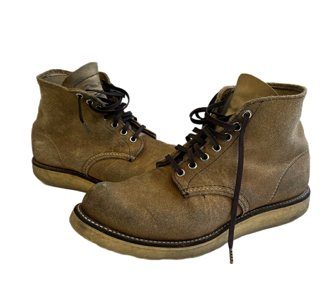 【中古】レッドウィング RED WING アイリッシュセッター プレーントゥ 犬引き舟 スウェード メンズ靴 ブーツ 細工物 ベージュ 101sh-2650