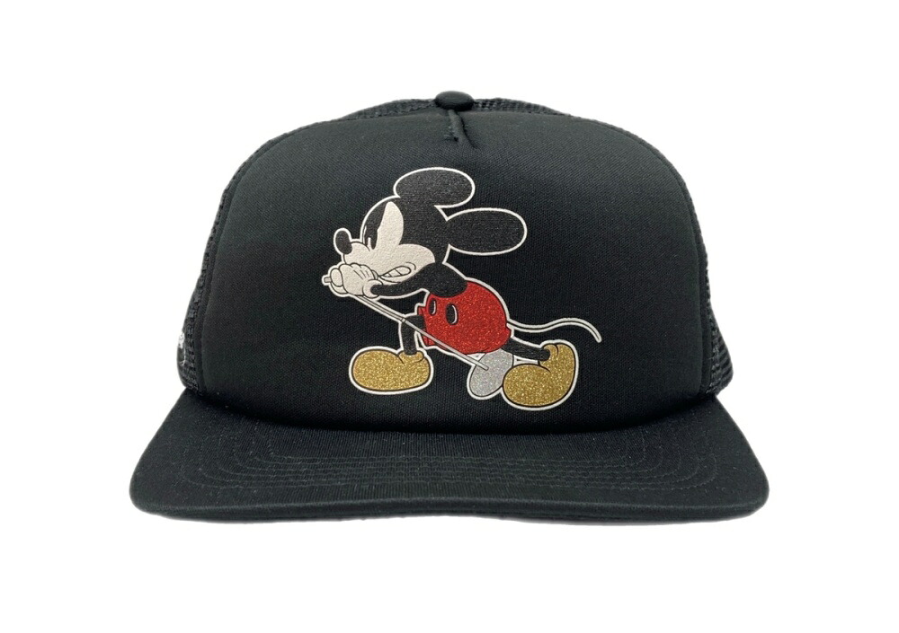 【中古】 シュプリーム SUPREME &times; Number (N)ine ナンバーナイン &times; Mickey Mouse ミッキーマウス Mesh Back 5-Panel メッシュ バック パネル ハット 黒 帽子 メンズ帽子 キャップ キャラクター ブラック Fサイズ 104H-92｜ドンドンサガール