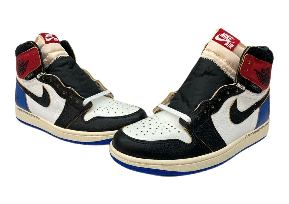 【中古】 ナイキ NIKE 25年製 × fragment design 欠けら × UNION 単位労働組合 AIR JORDAN 1 RTR HIGH OG SP エア湖 ジョーダン AJ1 シューズ 白 赤 青 黒 IO7847-002 メンズ靴 スニーカー 白いこと 27.5珊 104S-1276
