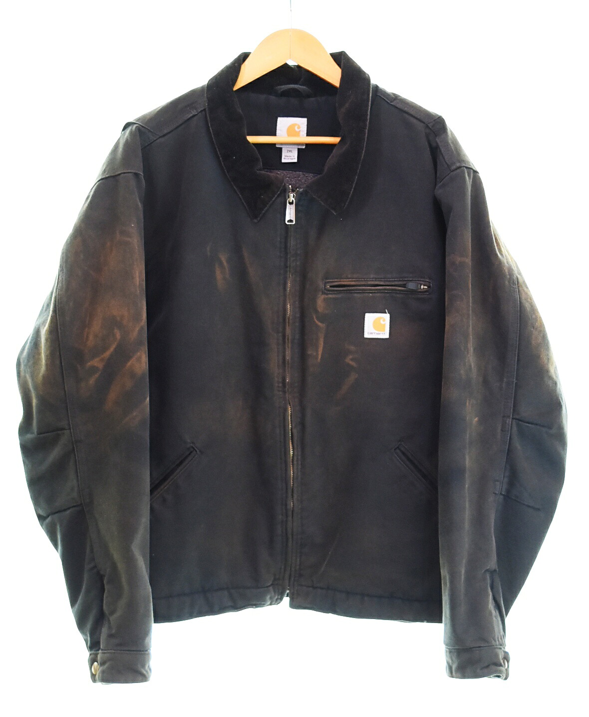 【中古】鉄道車両ハート型 Carhartt Duck Detroit Jacket 合鴨 自動車の街 上衣 細工物 上衣 19年製 103828 BLK 2XL 上衣 黒いこと LL大きさ 103MT-4576