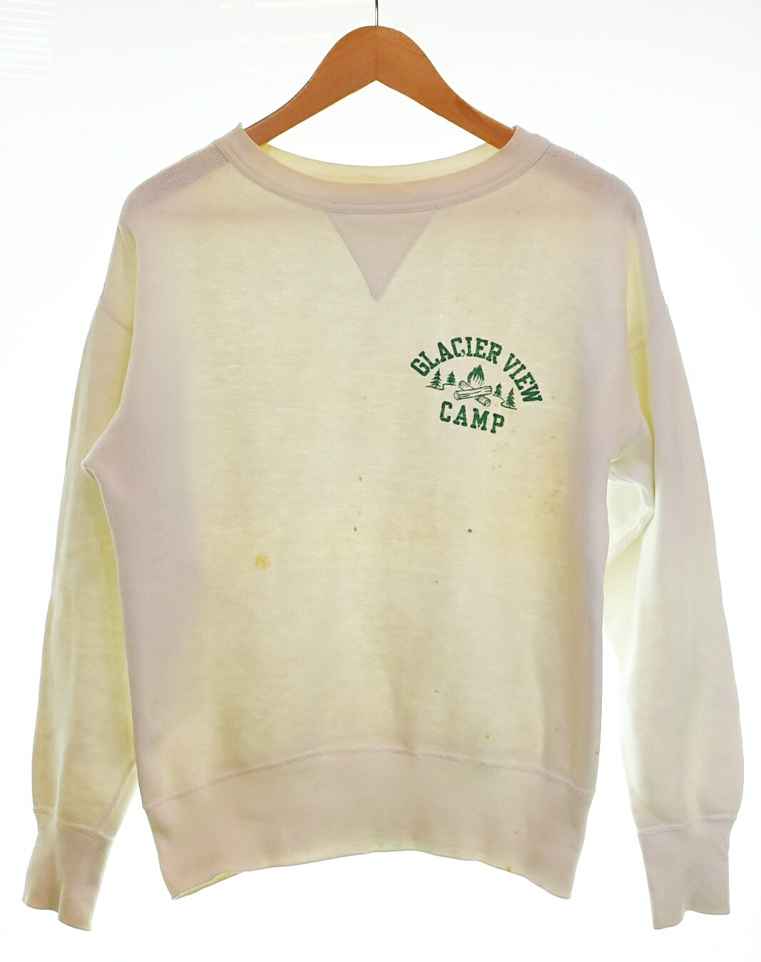 【中古】ヴィンテージ Vintage 50s 60s Vintage Sweat ヴィンテージ スウェット 前Vガゼット セットインスリーブ 4本針 50's 60's 雰囲気 襤褸 スウェット ホワイト 103MT-4591｜ドンドンサガール