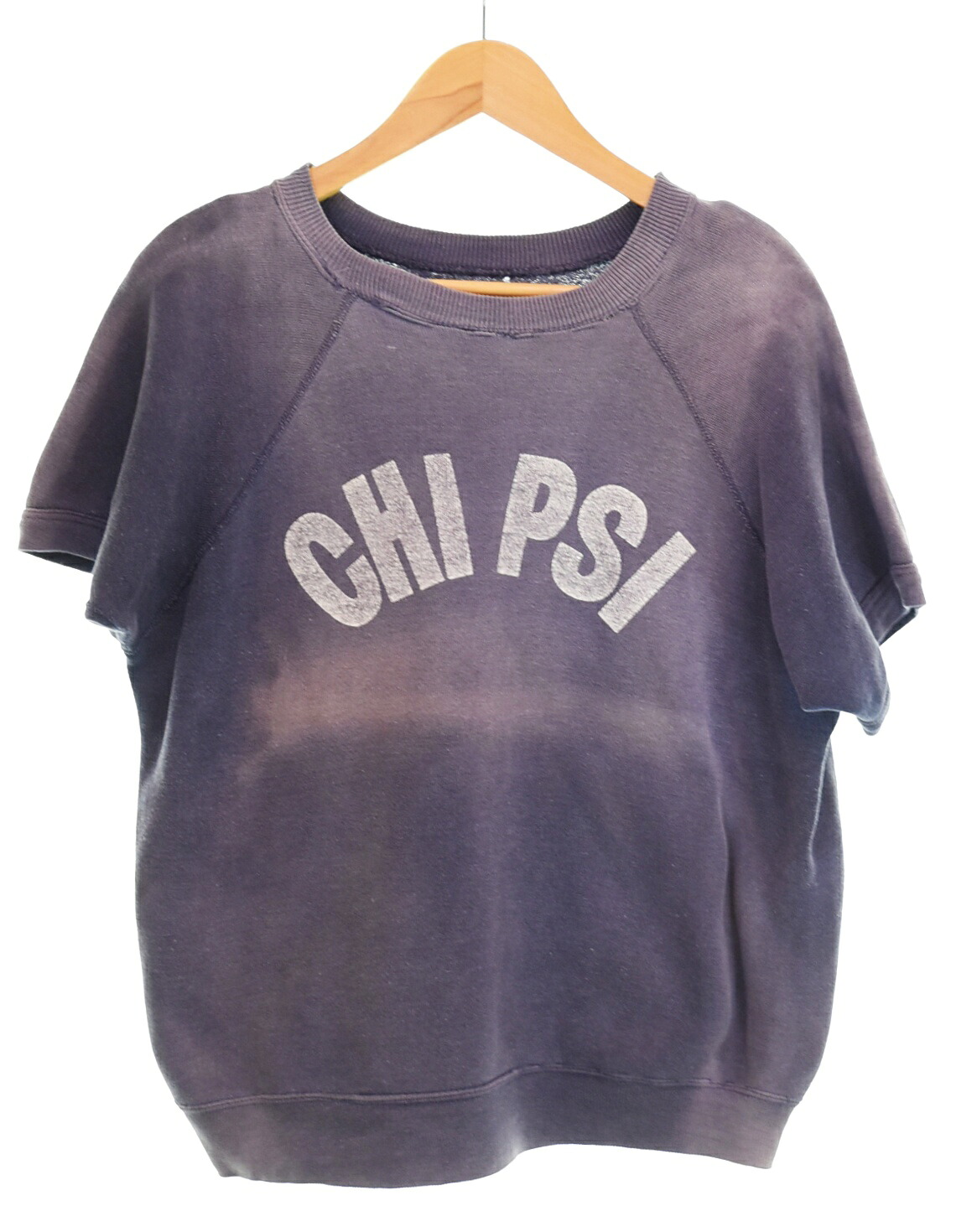 【中古】ヴィンテージ Vintage 50s 60s Vintage S/S Sweat ヴィンテージ 遊撃手 捩り 汗水 半袖 汗水 4本針 茄子紺 ラグラン 捩り 佇まい系 サンフェード プルオーバー 米国海軍 103MT-4601