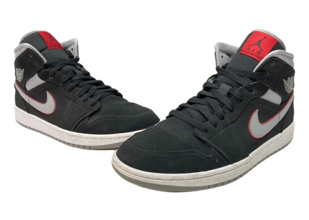 【中古】 ナイキ NIKE 19年製 AIR JORDAN 1 MID エア湖 ジョーダン ミッド AJ1 飛び降りるマン バスケ シューズ 黒 554724-060 メンズ靴 スニーカー 黒いこと 28.5糎 104S-1280