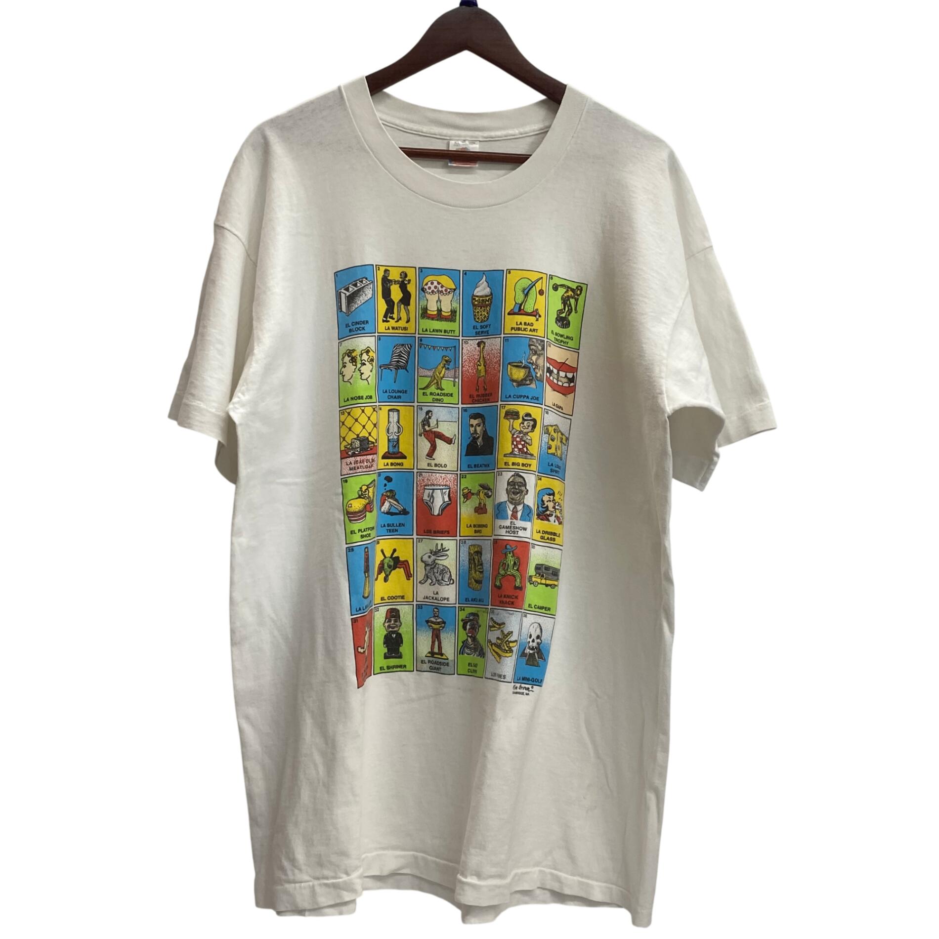 【中古】ヴィンテージ vintage 90's Ken Brown Loteria USA製 アートプリント Tシャツ ホワイト XLサイズ 201MT-5965 VB｜ドンドンサガール