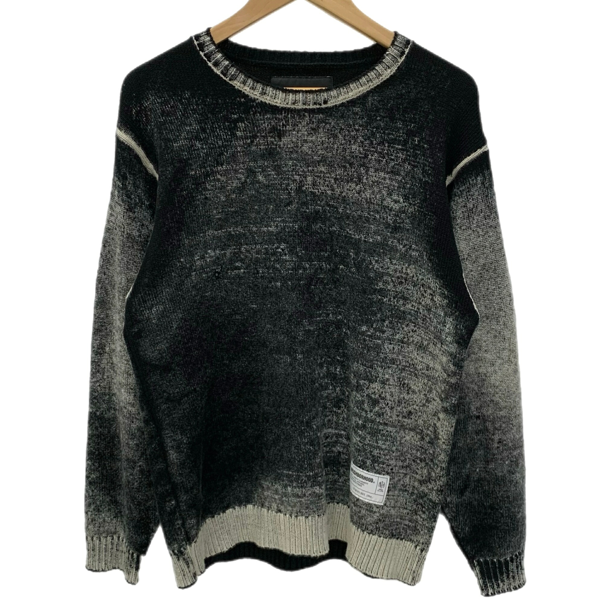 【中古】ネイバーフッド NEIGHBORHOOD PIGMENT BLEED CREWNECK SWEATER 26113NH-KNM02 スウェーター 黒いこと S大きさ 201MT-5967
