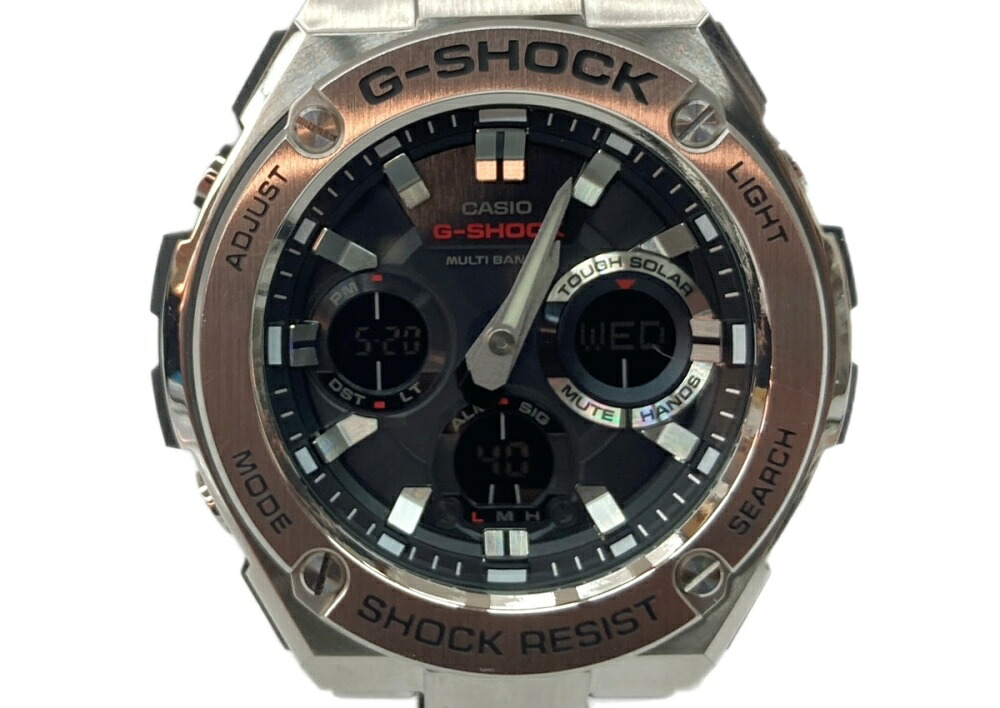 【中古】 ジーショック G-SHOCK CASIO カシオ G-STEEL 中留 手ごわいソーラー 耐衝撃社会システム 20空圧雨合羽 アウトドア ウオッチ 御覧になる 5444 銀 GST-W110D メンズウオッチしろがね色 104T-53