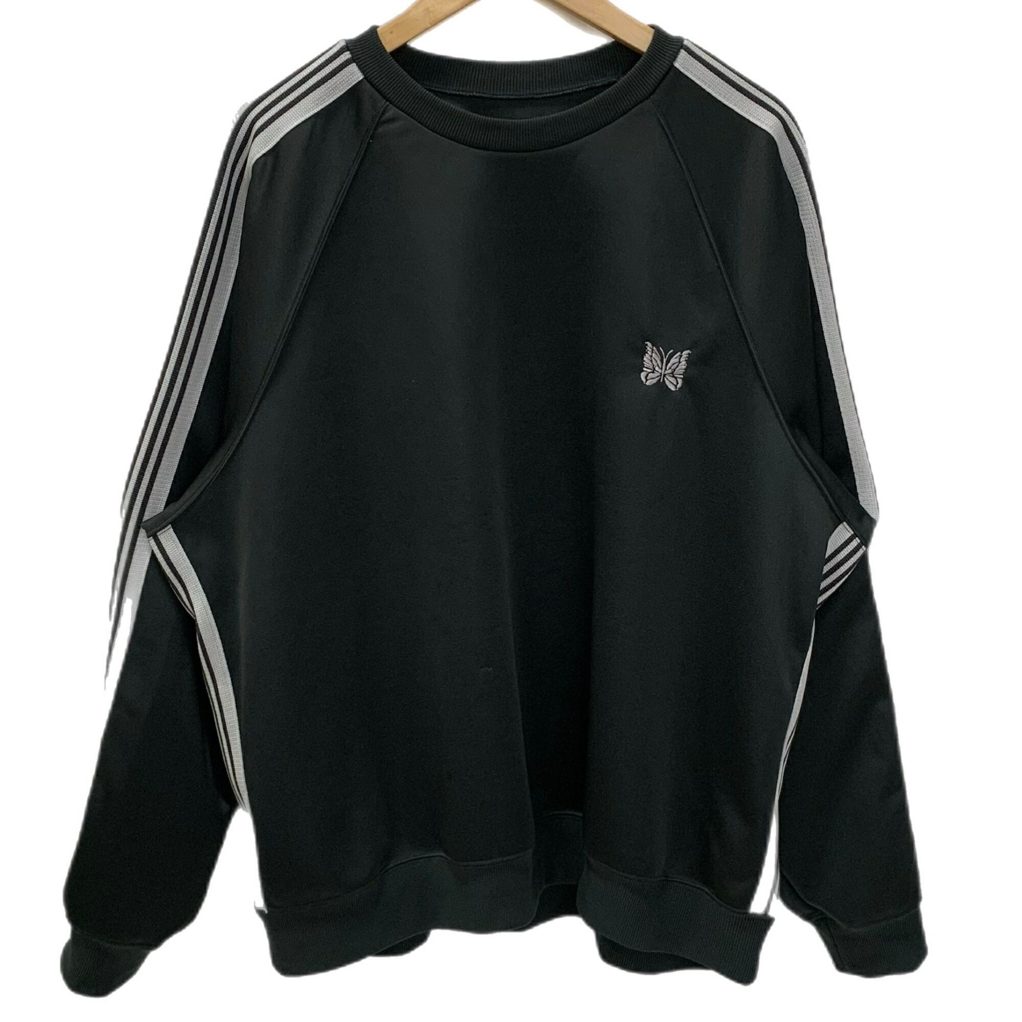 【中古】ニードルス Needles 労働者の一団のど首 Track Crew Neck Shirt Poly Smooth SX405 長袖カットソー 黒いこと XL大いさ 201MT-5999