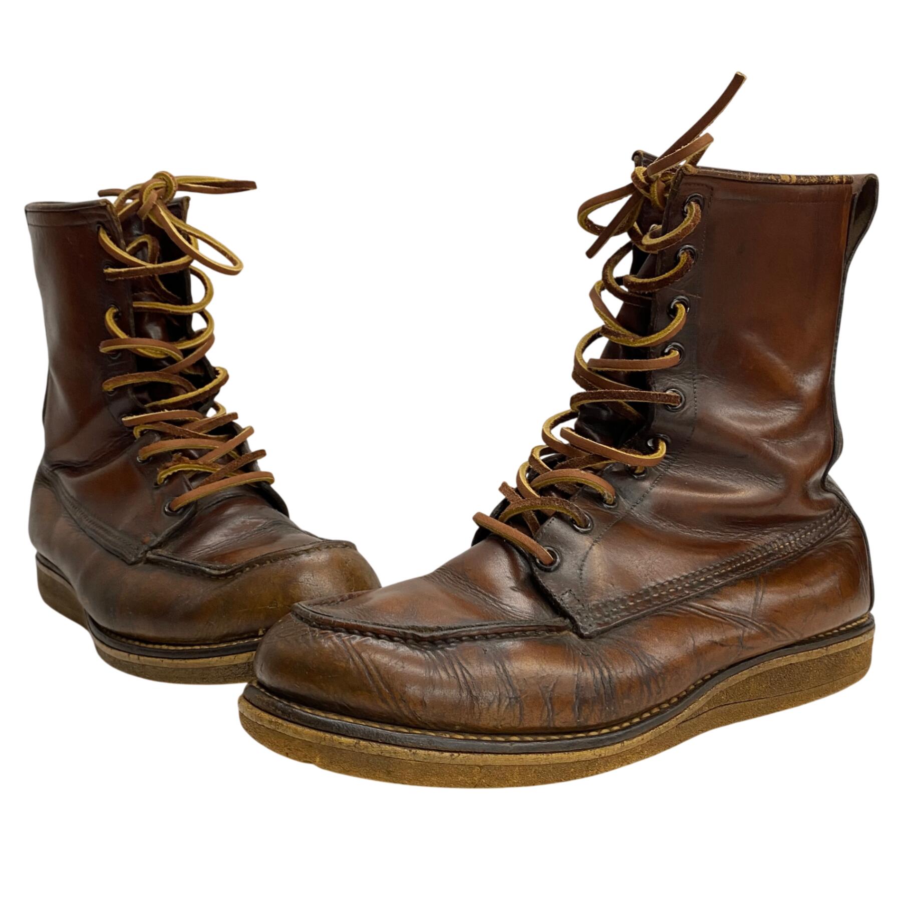 【中古】レッドウィング RED WING 50\u0027s 60\u0027s 犬曳き船 アイリッシュセッター 10広座敷 メンズ靴 ブーツ 細工物 赤銅色 9D大きさ 201-shoes1749 VB