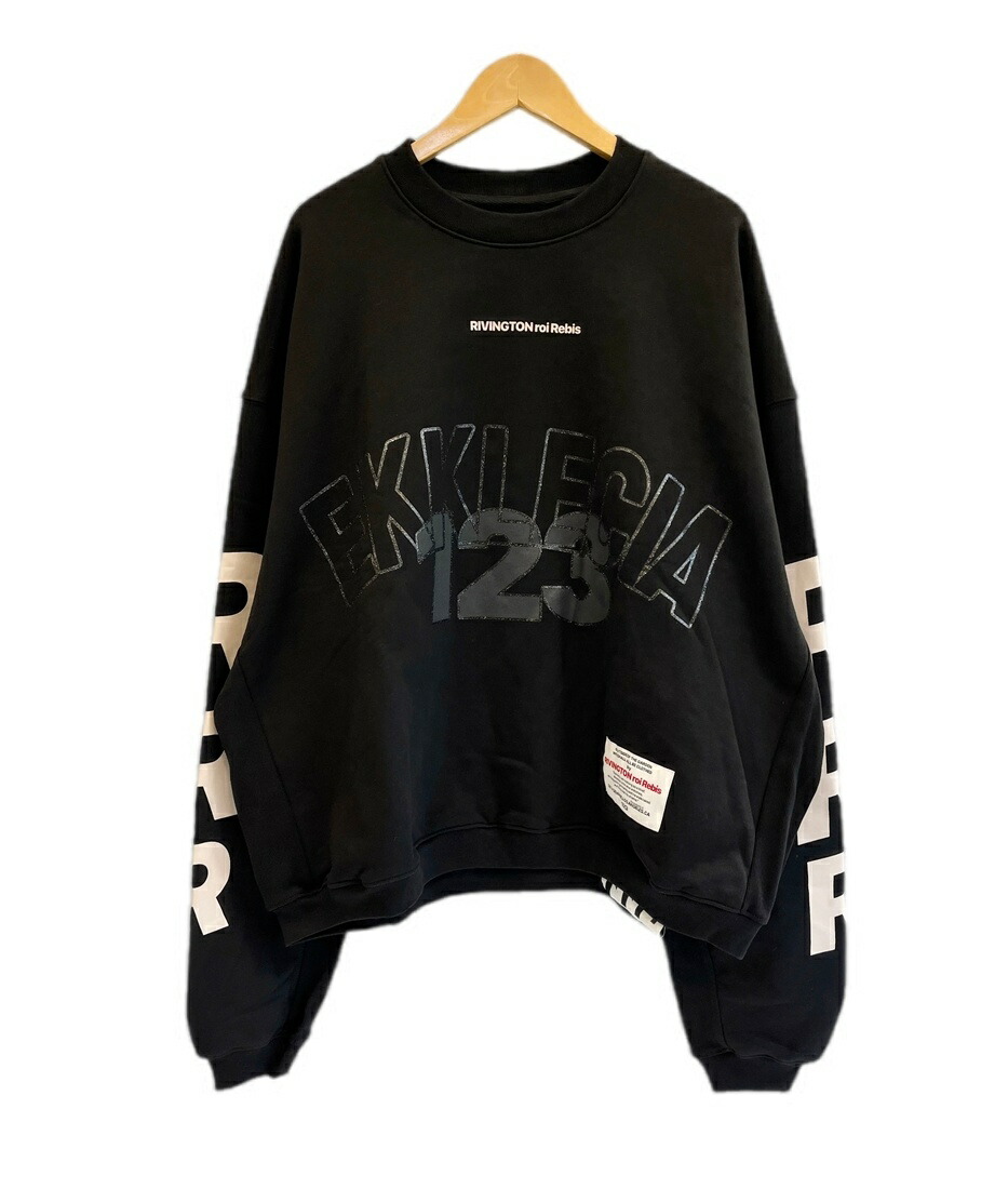 【中古】リヴィントンロイレビス RRR123 RIVINGTON roi Rebi ekklecia printed cotton sweatshirt プリントスウェット 黒 汗水 黒いこと 101MT-6348
