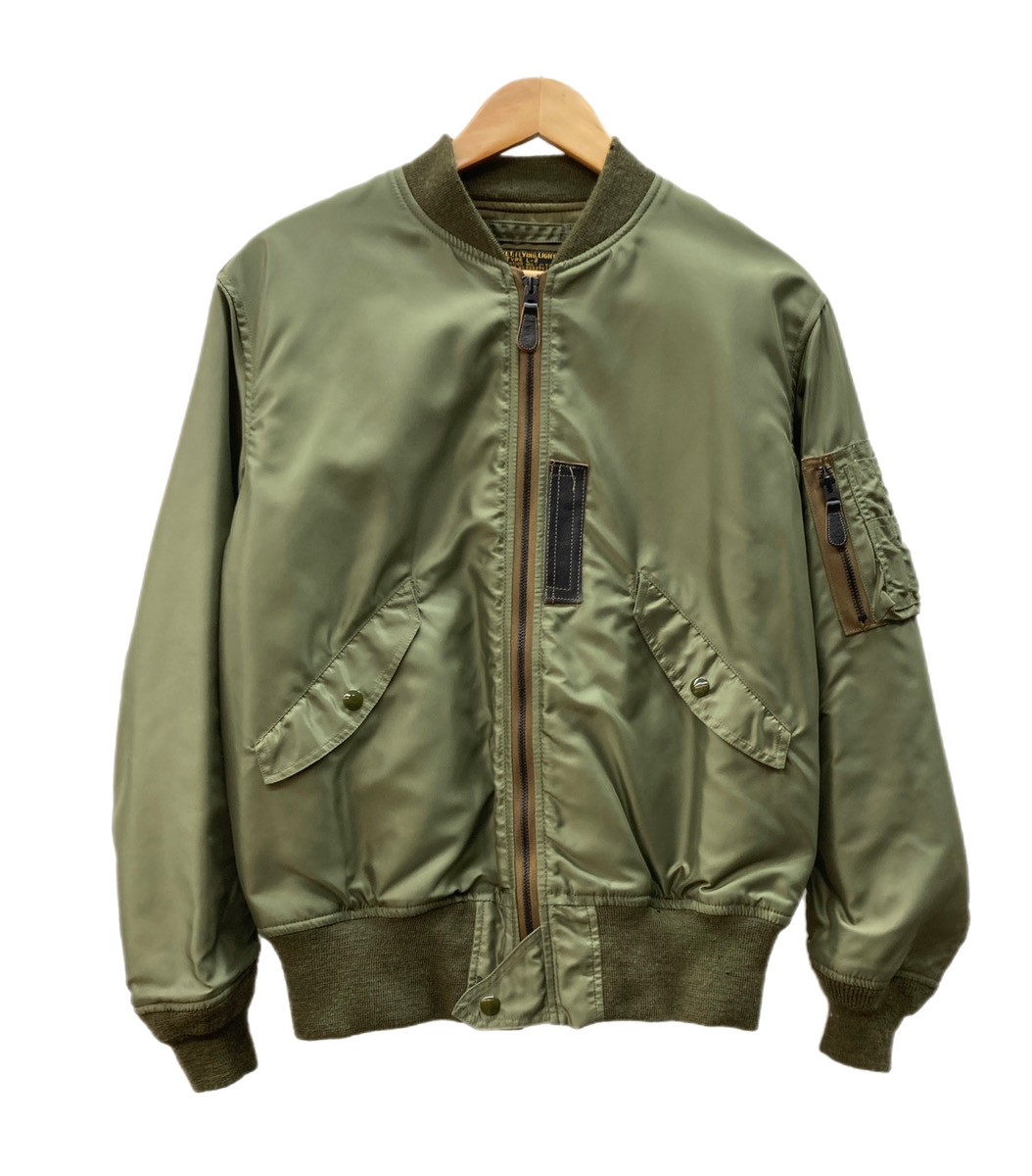 【中古】 リアルマッコイズ THE REAL McCOY\u0027S TYPE L-2  USAF Military Flight Jacket 航空上衣 ミリタリー 黒下げ札 緑 大きさ38 上衣 無地 カーキ 104MT-3200