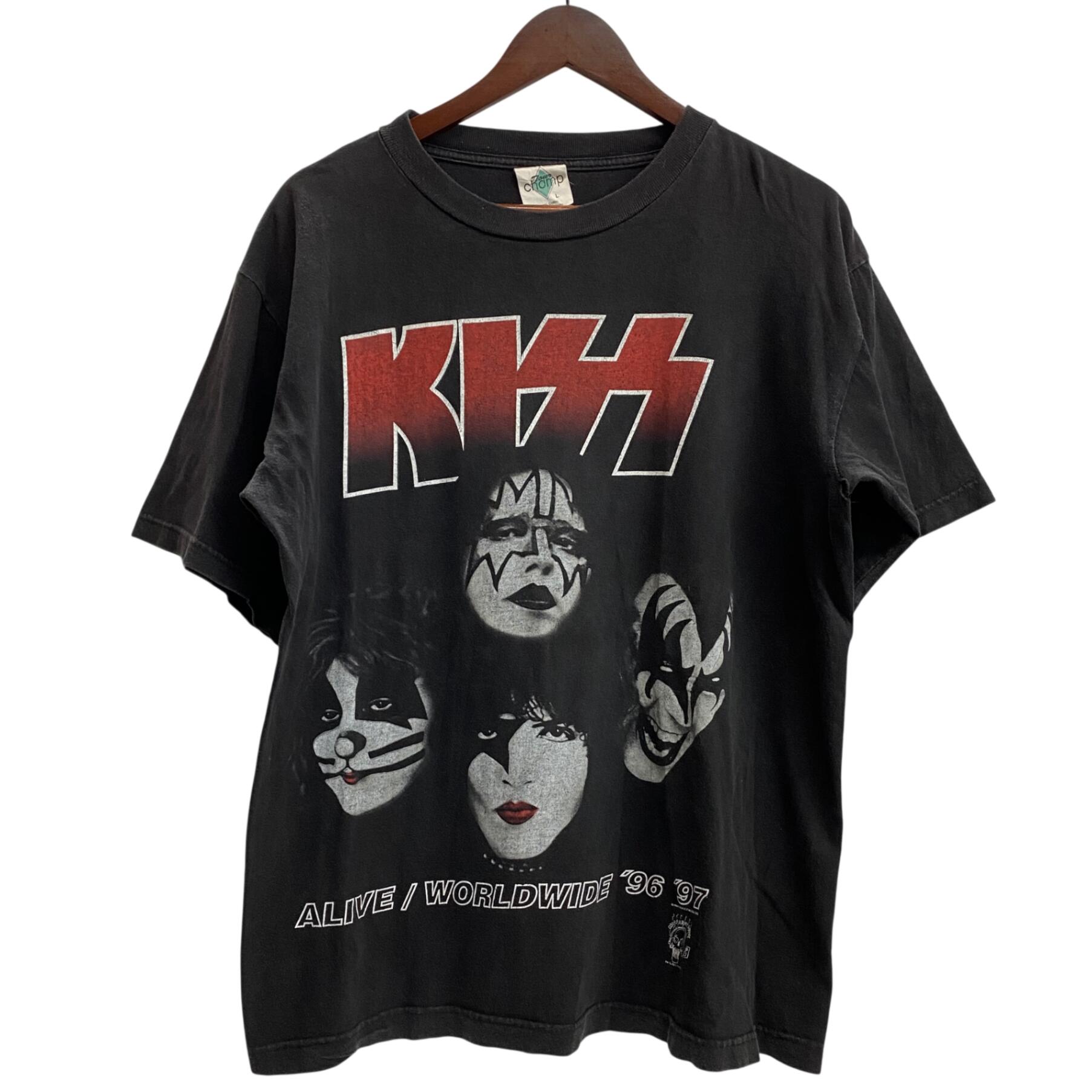 【中古】バンド band 90's KISS ALIVE/WORLDWIDE 96 97 ツアーTシャツ Tシャツ ブラック Lサイズ 201MT-6062 VB｜ドンドンサガール