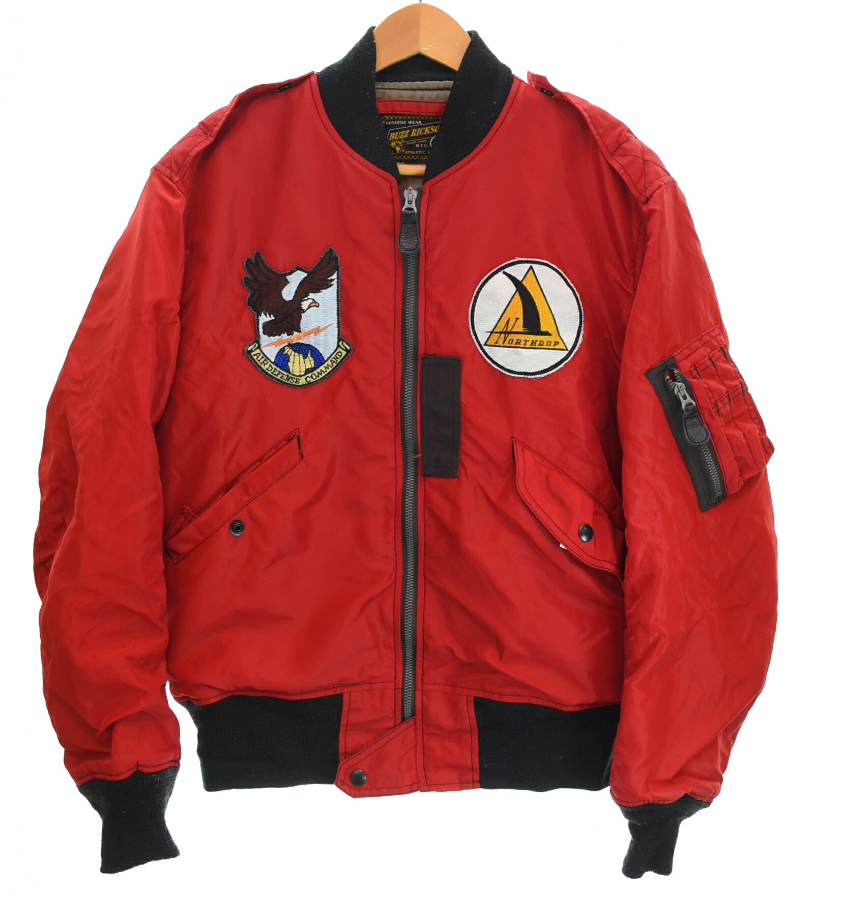 【中古】バズリクソンズ BUZZ RICKSON'S Type RED L-2B SCORPION AIR DEFENCE COMMAND FLIGHT JACKET フライト ワッペン BR15779 ジャケット レッド Lサイズ 103MT-4624|ドンドンサガール
