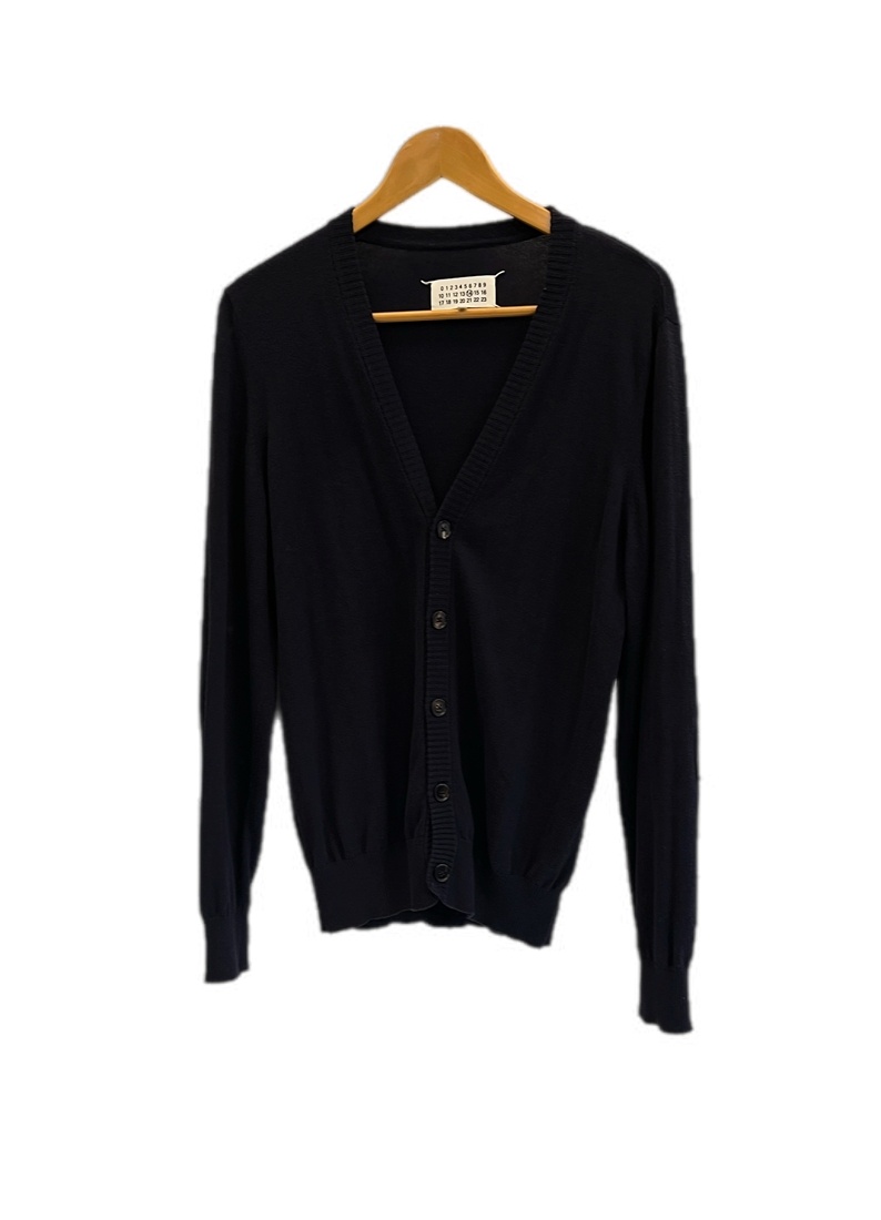 【中古】住みか マルジェラ Maison Margiela エルボーパッチカーディガン 編み物 紺 ジレー 米国海軍 M大きさ 101MT-6362