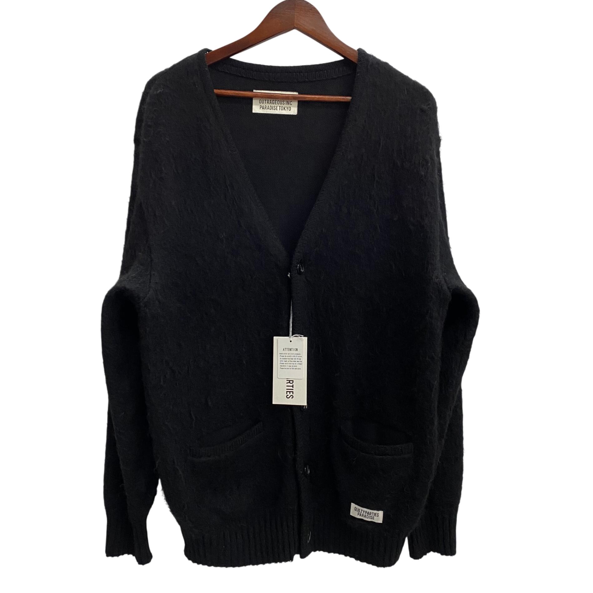 【中古】ワコマリア WACKO MARIA MOHAIR CARDIGAN モヘヤ 22FW-WMK-KN06 ジレー 黒いこと M大きさ 201MT-6071