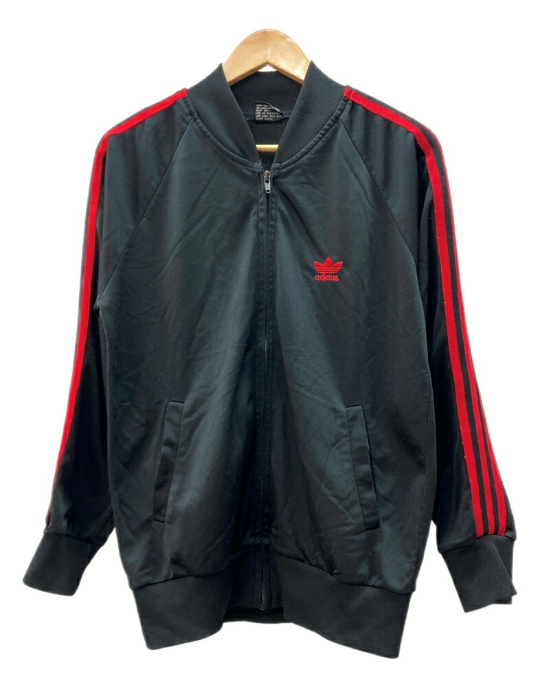 【中古】 アディダス adidas 80s 90s ATP Track Jacket 貨物自動車 上衣 ジップアップ トレフォイル 3縞模様 プルオーバー 黒 プルオーバー ロゴタイプ 黒いこと M大きさ 104MT-3270