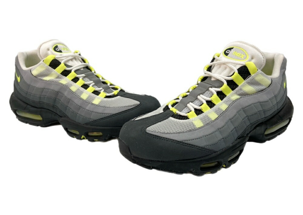 【中古】 ナイキ NIKE 20年製 AIR MAX 95 OG NEON YELLOW 大気圏 マックス ネオン 黄色 イエグラ シューズ 灰 黄 CT1689-001 メンズ靴 スニーカー 薄墨色 30糎 104S-1309