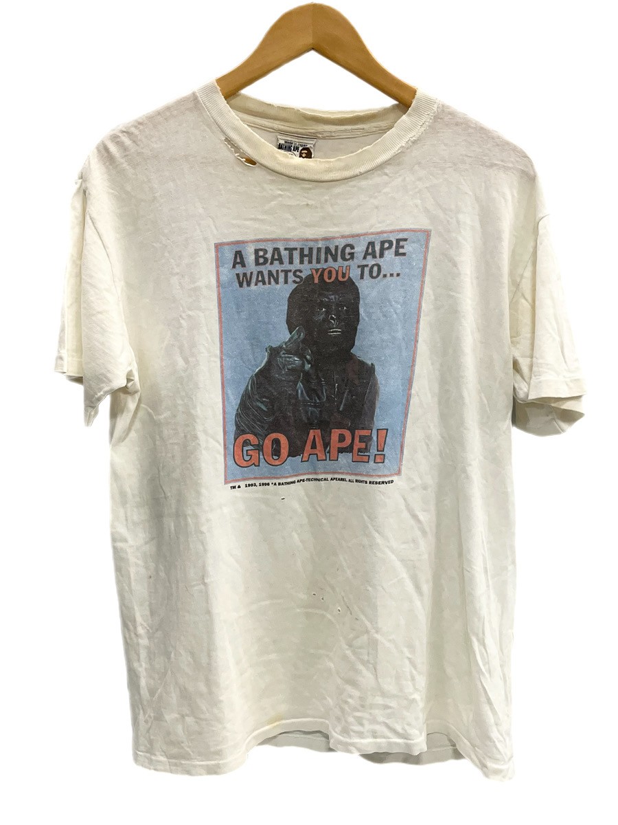 【中古】ア ベイシング エイプ A BATHING APE OLD ONEITA曳き船 すべり出し 猿の迷い星 GO APE！ TEE 白 ティーシャツ 白いこと M大きさ 101MT-6382