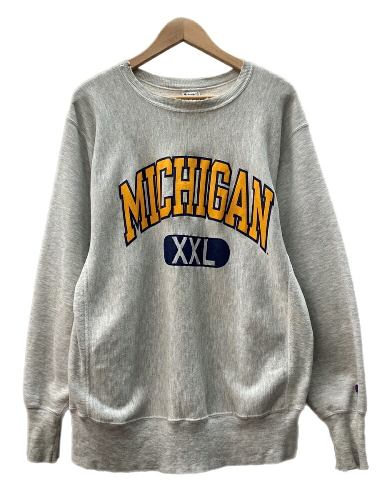 【中古】 はやりっ子 Champion 90s Reverse Weave 逆さま ウィーブ MICHIGAN アーチ形ロゴタイプ 宇宙カプセル 刺しゅう引き船 調教師 流汗 灰 流汗 刷り上げる 薄墨色 L大きさ 104MT-3281