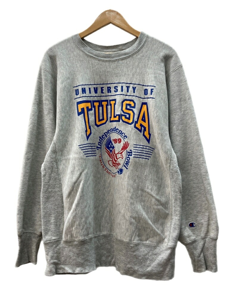 【中古】 はやりっ子 Champion 80s Reverse Weave 逆さま ウィーブ TULSA トリコタグ ロゴタイプ 調教師 流汗 灰 流汗 刷り上げる 薄墨色 L大きさ 104MT-3282