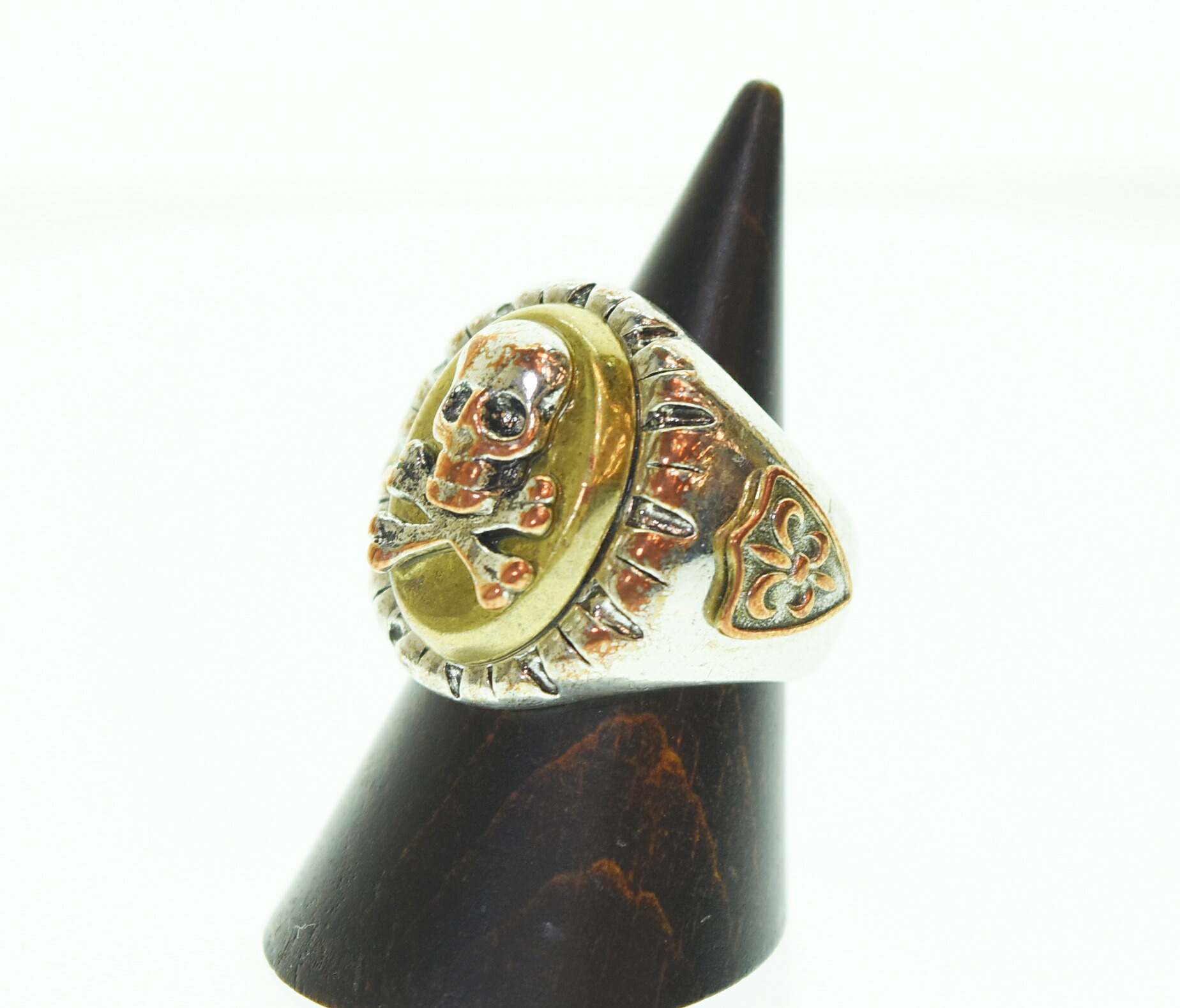 【中古】北米インディアン宝飾品 INDIAN JEWELRY ヴィンテージ スカル＆ボーンズ  MEXICAN RINGメキシカンリング メンズ宝飾品・佩び物 指環・輪っか しろがね色 103G-253