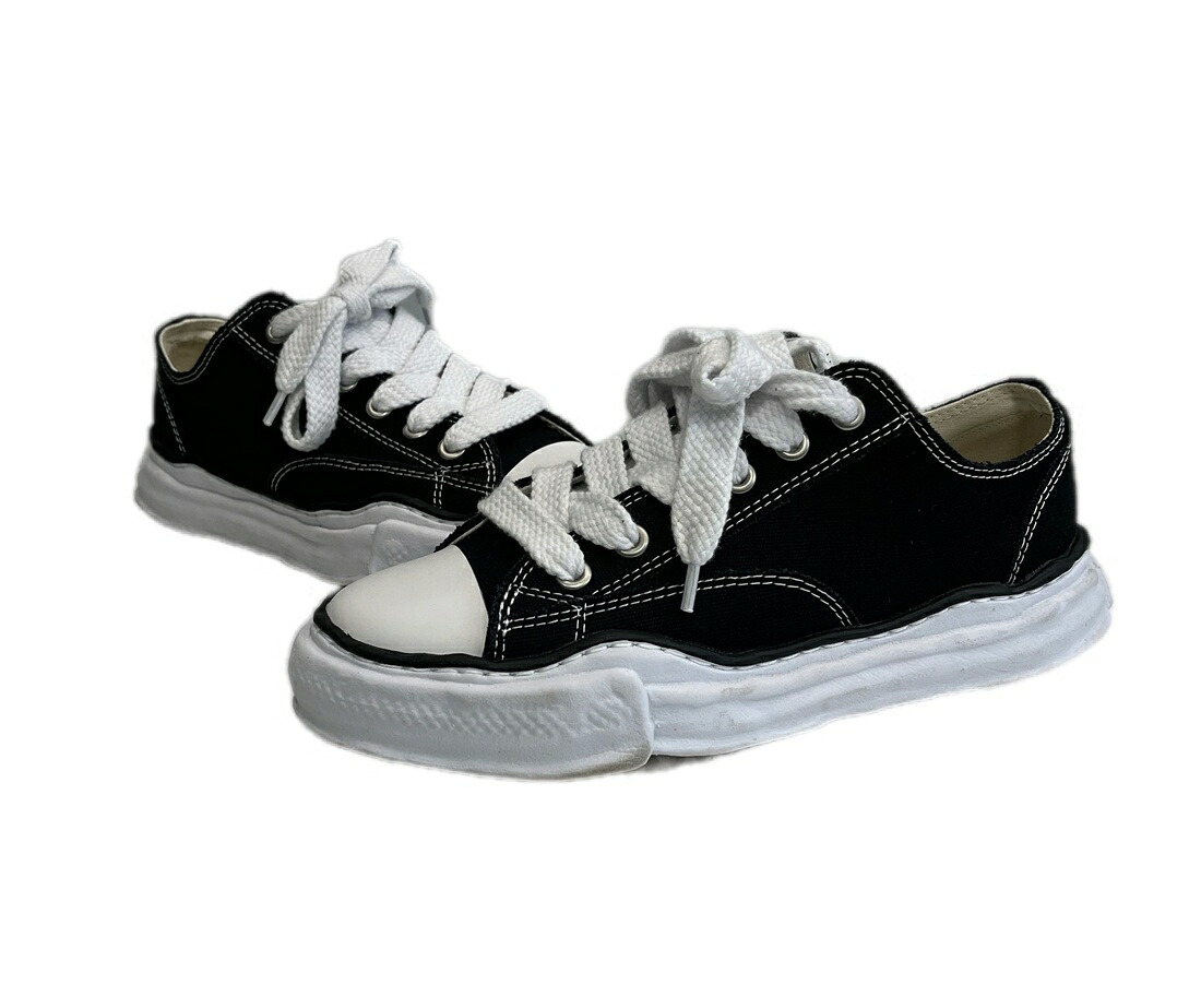 【中古】ミハラヤスヒロ MIHARA YASUHIRO Maison MIHARA YASUHIRO PETERSON ピーターソン キャンバスローカットスニーカー 黒 A01FW702 メンズ靴 スニーカー 黒いこと 42 101sh-2687