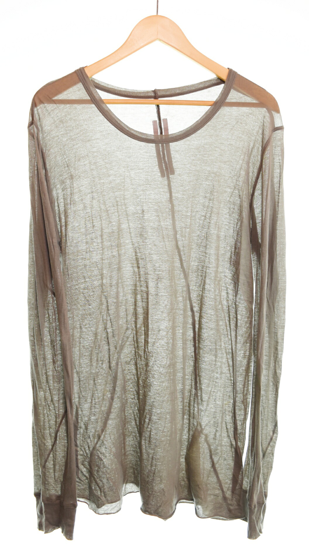 【中古】リックオウエンス Rick Owens イタリア製 25FW Long Sleeve Shear Tee シアー カクテルドレスルー ロンT カットソー 長袖 M ロンT 薄墨色 M大きさ 103MT-4761