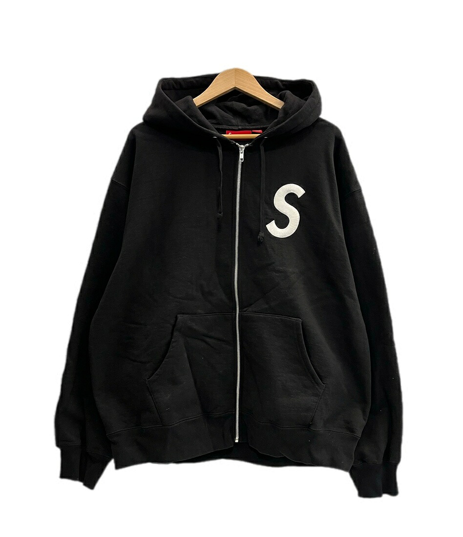 【中古】シュプリーム SUPREME 25AW S Logo Zip Up Hooded Sweatshirt Sロゴタイプ ジップアップ フーデッドスウェットシャツ パーカー 黒 XL アノラック 黒いこと L大きさ 101MT-6388