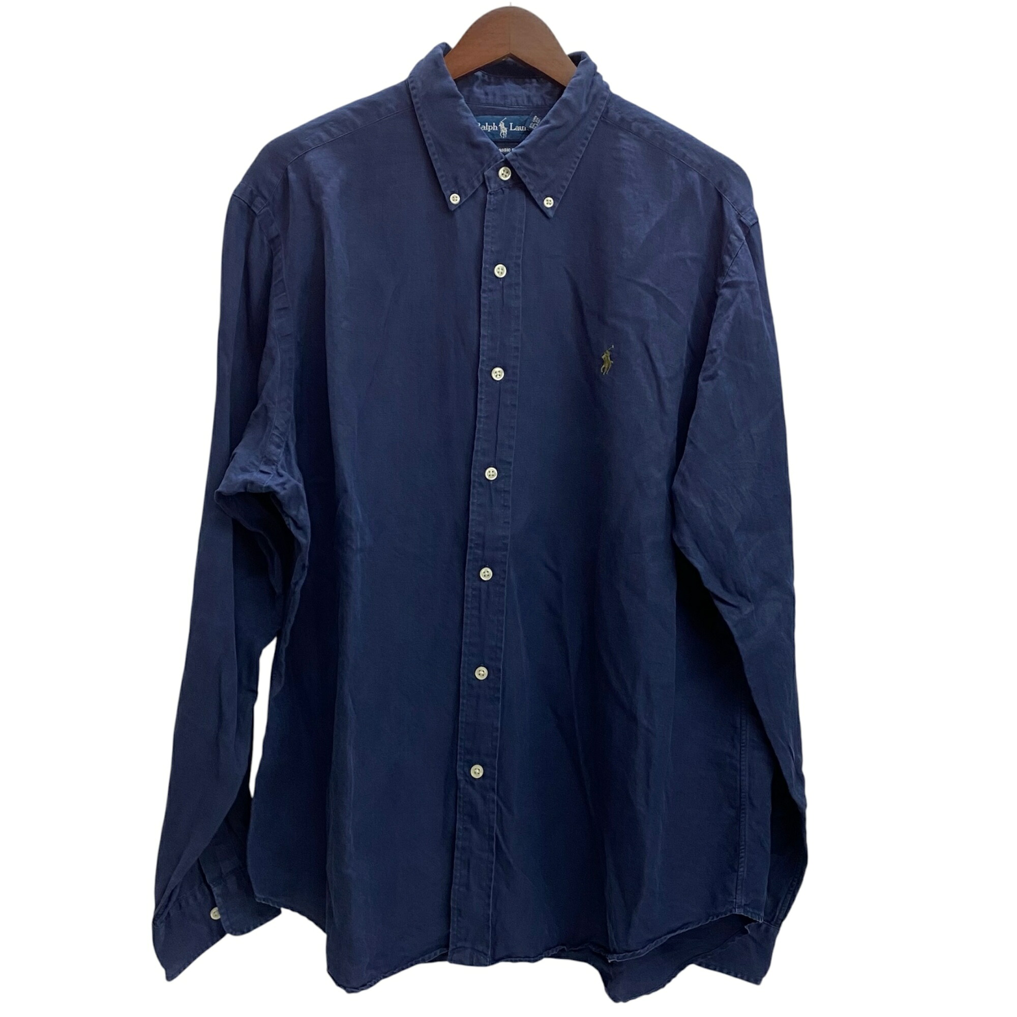 【中古】ラルフローレン RALPH LAUREN CLASSIC FIT 絹地\u0026リネン B.D.プルオーバー 長袖プルオーバー 米国海軍 XL大きさ 201MT-6097 VB