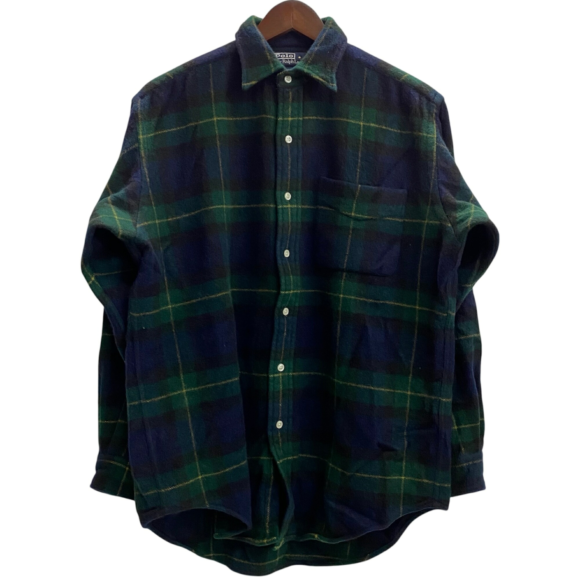 【中古】ラルフローレン RALPH LAUREN POLO by Ralph Lauren LOWELL SPORT CASHMERE カシミヤ チェック 長袖シャツ グリーン Sサイズ 201MT-6099 VB|ドンドンサガール