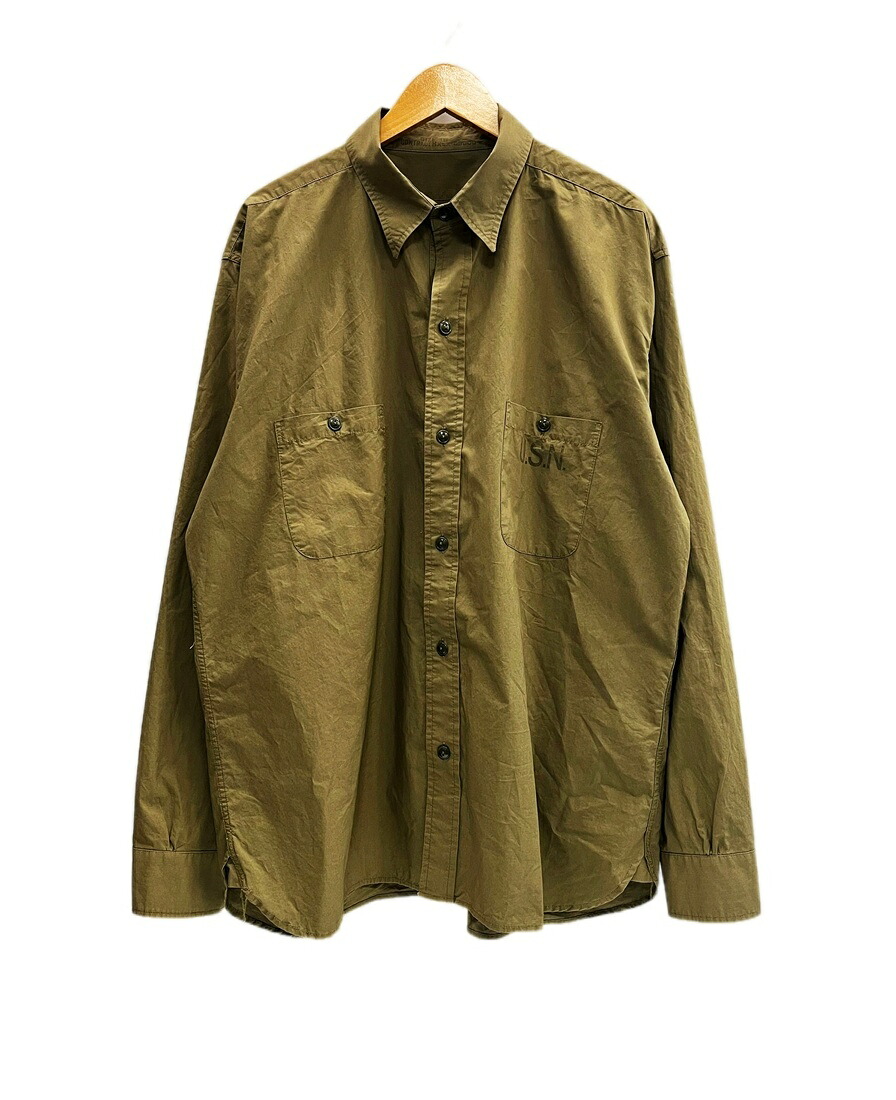 【中古】バズリクソンズ BUZZ RICKSON'S UTILITY SHIRTS N-3 ミリタリー ワーク ユーティリティ シャツ BR28219 18 長袖シャツ カーキ 101MT-6389｜ドンドンサガール