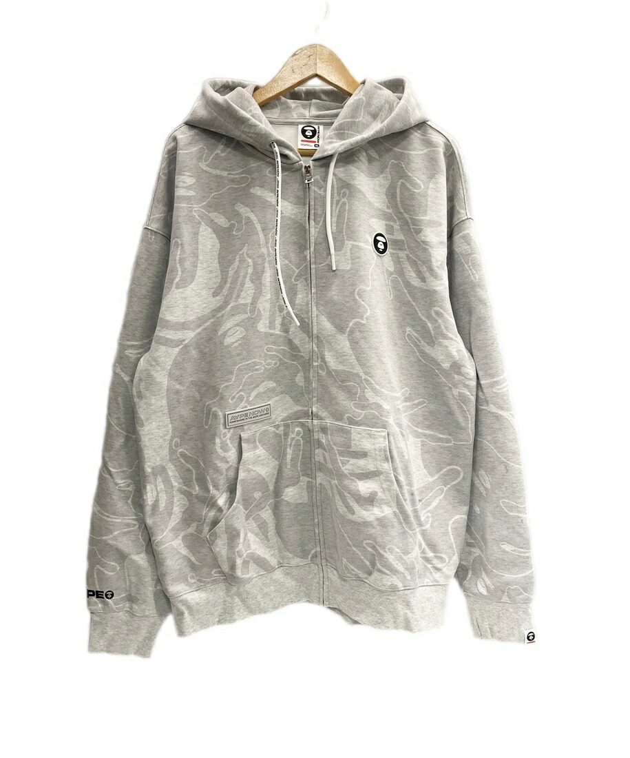 【中古】ア ベイシング エイプ A BATHING APE AAPE NOW ZIP UP HOODIE CAMOUFLAGE AAPSWMB326XAN XL アノラック 薄墨色 101MT-6393