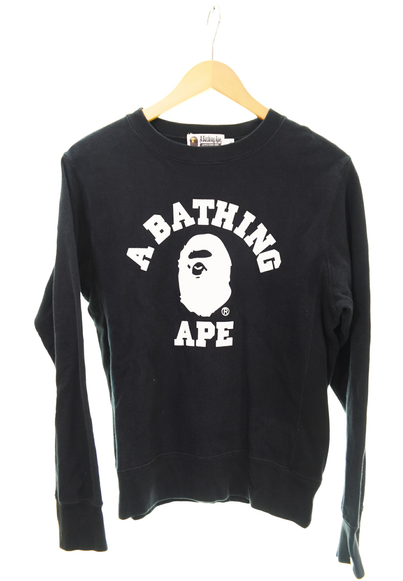 【中古】アベイシングエイプ A BATHING APE 分科大学ロゴタイプ 汗水 001SWF301001X 汗水 黒いこと S大きさ 103LT-231
