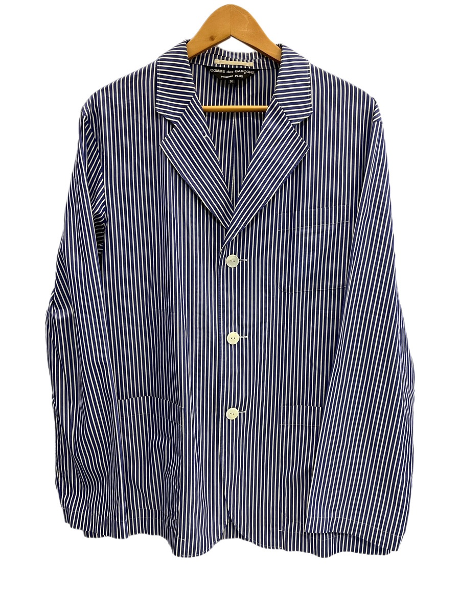 【中古】コムデ給仕 COMME des GARCONS AD1999 HOMME PLUS オムプリュス オープンカラーシャツ 青 PJ-10053M 長袖プルオーバー 青碧 M大きさ 101MT-6386