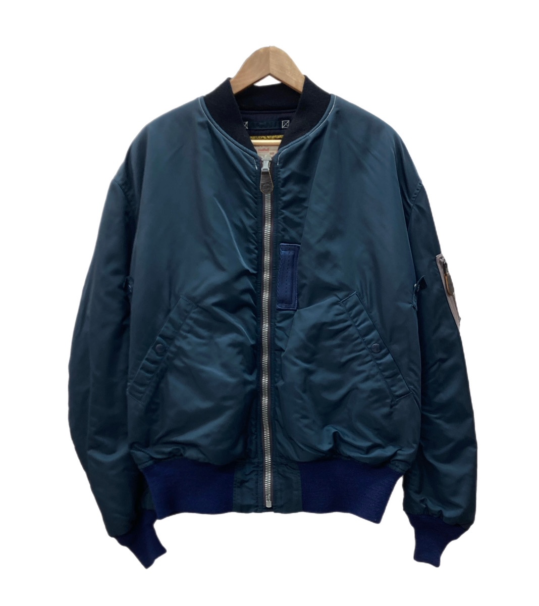 【中古】 リアルマッコイズ THE REAL McCOY\u0027S TYPE B-15C MOD Military Flight Jacket 航空上衣 ミリタリー モディファイ 紺 青 大いさ44 上衣 無地 米国海軍 104MT-3210