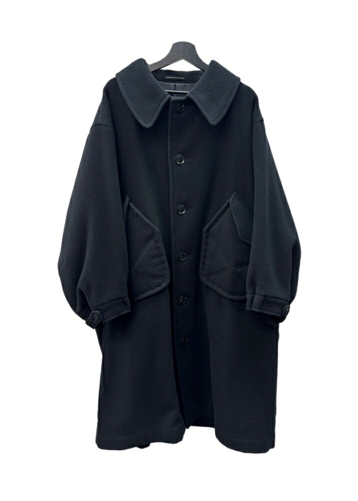 【中古】 ワイズ Y's AUTUMN / WINTER 2018-19 ビッグポケット ウールコート コレクションライン ヨウジヤマモト Yohji Yamamot ステッチ 日本製 BLACK 黒 YV-C01-104 コート 無地 ブラック サイズ1 104LT-507｜ドンドンサガール