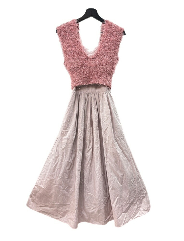 【中古】 スナイデル Snidel ファーライク 編み物より良い うしろ側可愛らしさ 青写真 キャミワンピース 仕掛ける ロング 太陽フレア A生産ライン PINK SWFO242213 衣装 無地 サクラ色 大きさ1 104LT-508