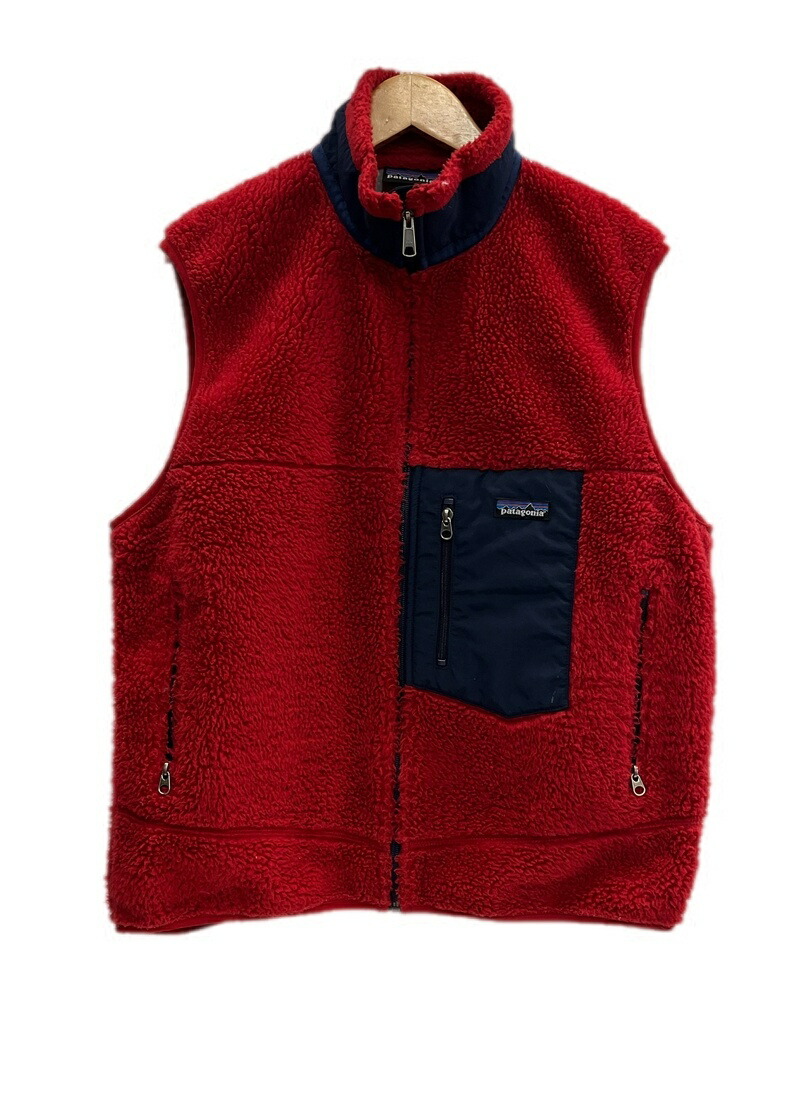 【中古】パタゴニア PATAGONIA CLASSIC RETRO X VEST 古典派音楽 レトロX より良い フリース ボア 赤 USA製 23044 より良い 赤いこと L大きさ 101MT-6408