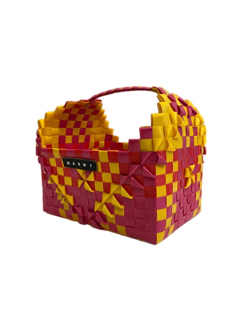 【中古】マルニ MARNI KIDS 虹霓御徒面子 かご御徒面子 サクラ色×黄色×赤いこと 御徒面子 レディース御徒面子 かご御徒面子 サクラ色 101bag-254