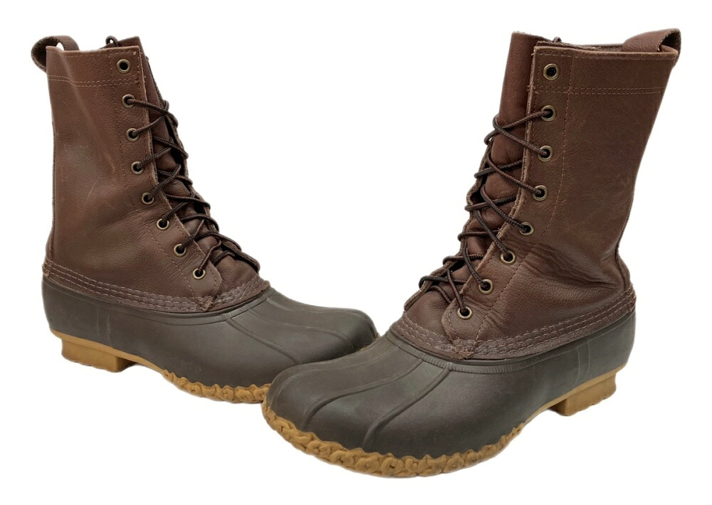 【中古】 エルエルビーン L.L.Bean Bean Boots ビーン ブーツ レースアップ ラバー ガムシューズ アウトドア 茶 206042 メンズ靴 ブーツ その他 ブラウン サイズ9M 104S-1323|ドンドンサガール