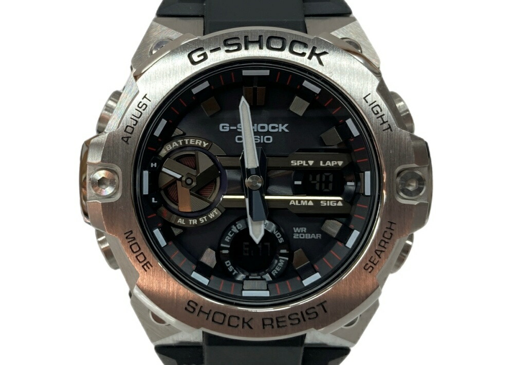 【中古】 ジーショック G-SHOCK CASIO カシオ 耐衝撃構造 20気圧防水 アウトドア 腕時計 ウォッチ 5657 黒 銀 GST-B400 メンズ腕時計ブラック 104T-57|ドンドンサガール