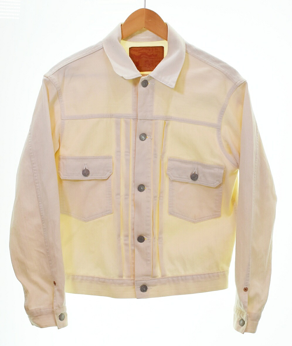 【中古】ステュディオダルチザン STUDIO D'ARTISAN 2nd Type Denim Jacket セカンド タイプ デニム ジャケット 生成り 革パッチ DB-454 38 ジャケット ホワイト Mサイズ 103MT-4835｜ドンドンサガール