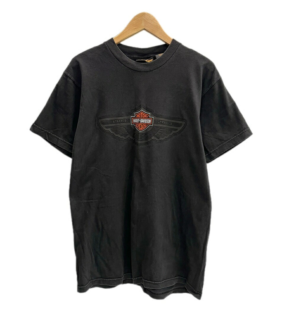 【中古】ハーレーダビッドソン Harley-Davidson USA製 100th 100周年記念Tシャツ 黒 Tシャツ ブラック Sサイズ 101MT-6459｜ドンドンサガール