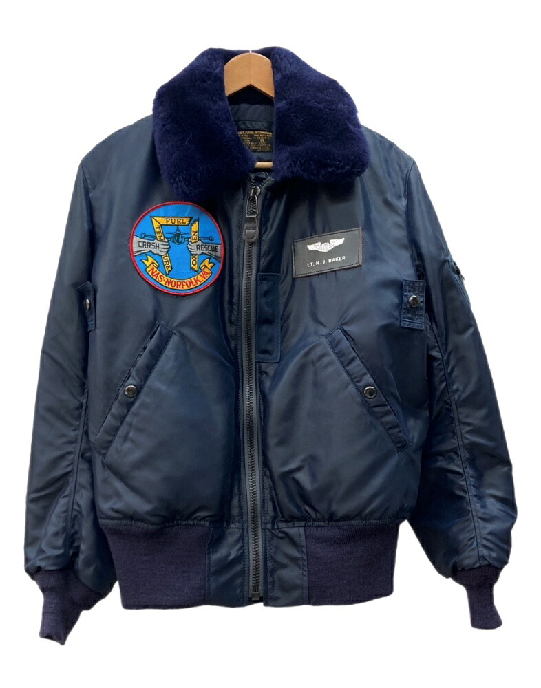 【中古】 トイズマッコイ TOYS McCOY Type B-15C Flight Jacket ANYTHING GOES TOUR フライト ジャケット ジップアップ マリリンモンロー 襟ボア 空軍 紺 サイズ36 ジャケット 刺繍 ネイビー 104MT-3383｜ドンドンサガール