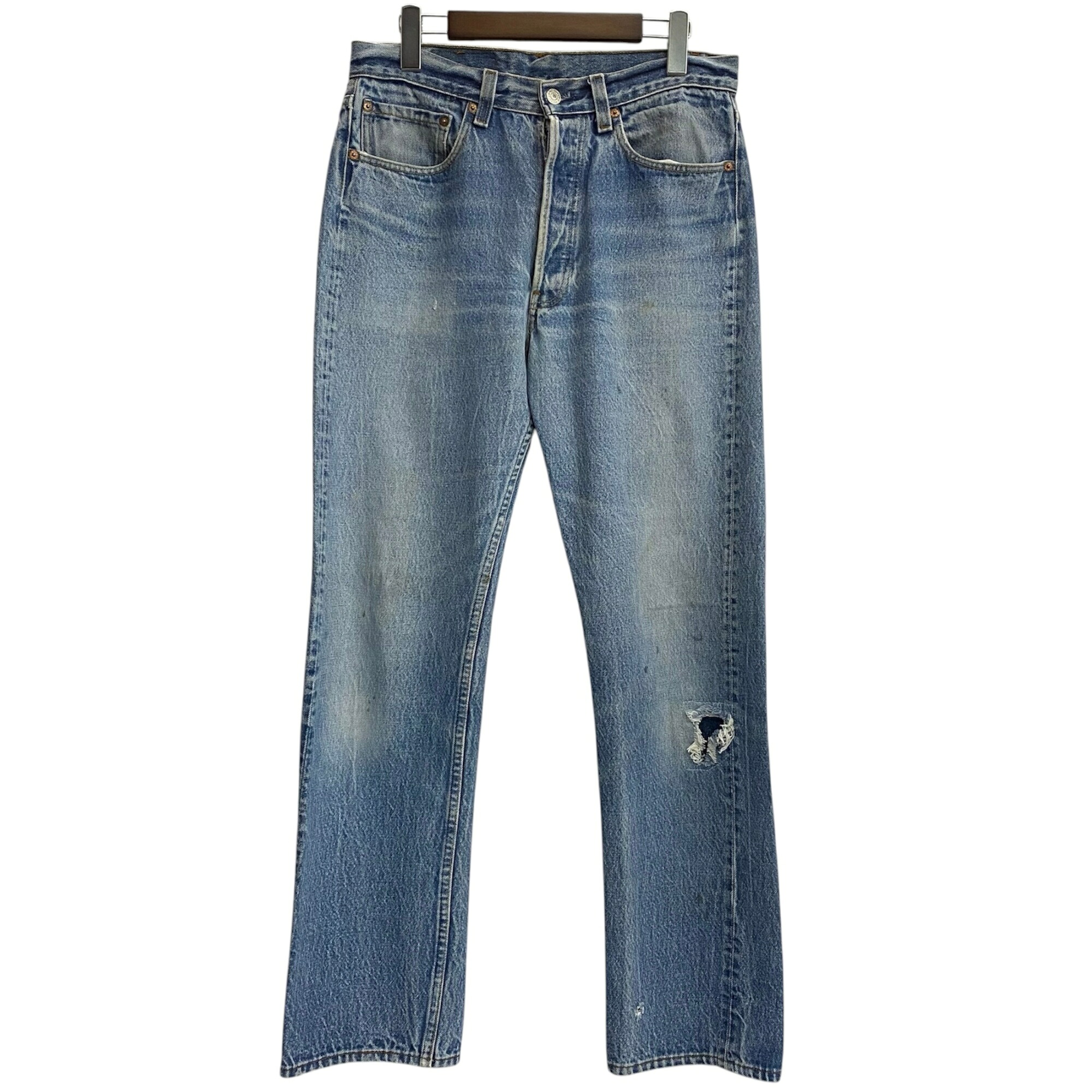 【中古】リーバイス Levi's 80's 501 USA製 レギュラー 552刻印 アイスブルー デニム ブルー W33 L34サイズ 201MB-1542 VB｜ドンドンサガール