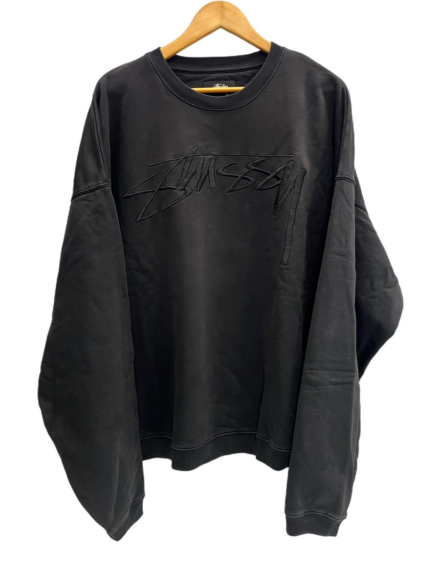 【中古】ステューシー STUSSY 刺繍 ロゴ スウェット 黒 HO22 118500 XL スウェット ブラック 101MT-6484｜ドンドンサガール