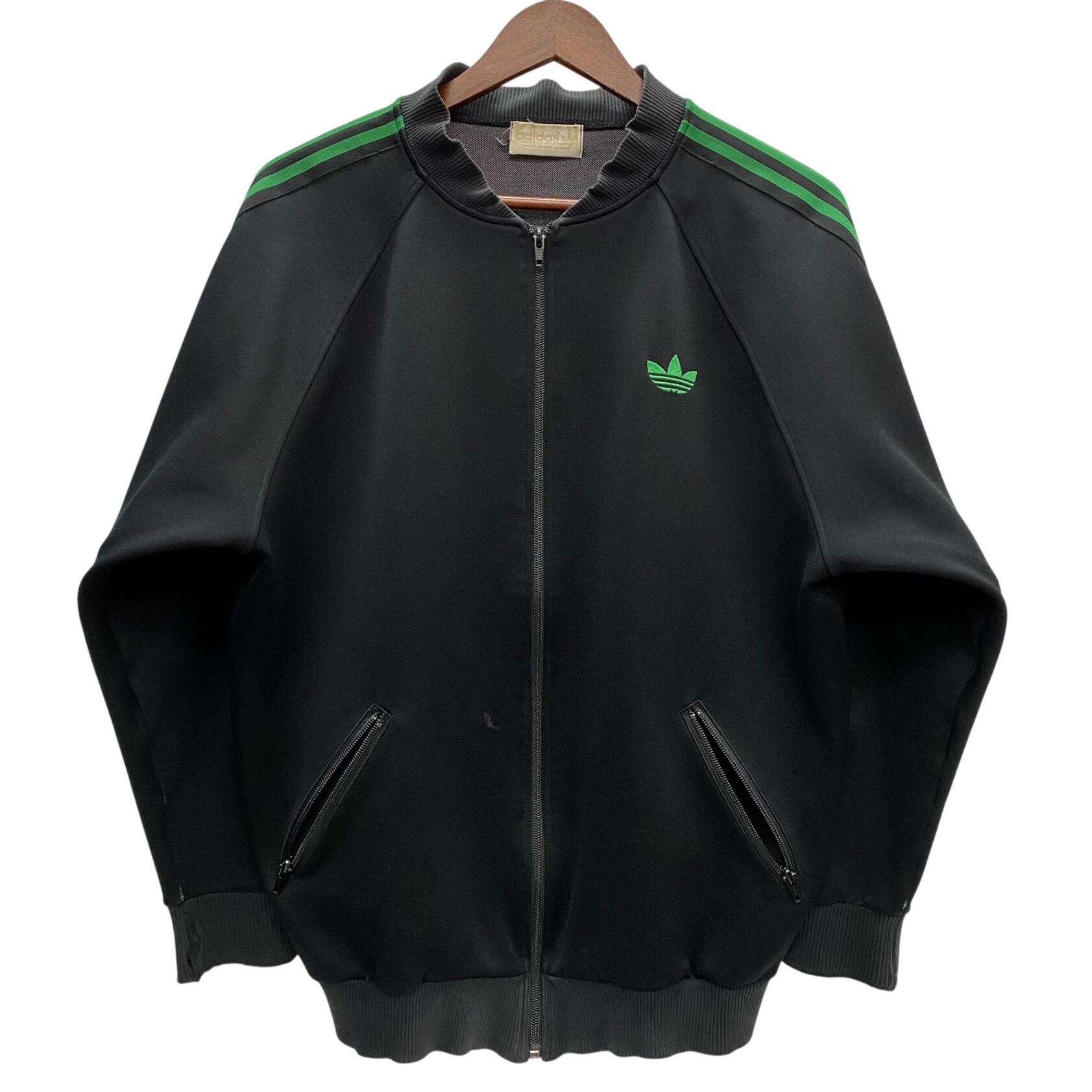 【中古】アディダス adidas 80's デサント 日本製 トラックジャケット ジャージ ブラック Lサイズ 201MT-6263 VB|ドンドンサガール