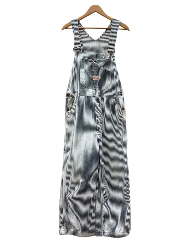 【中古】 ペイデイ PAYDAY 50s Hickory Overalls ヒッコリー オーバーオール ボタンフライ ヴィンテージ ワークウェア 白 青 ストライプ つなぎ・オーバーオール ブルー 104MB-621|ドンドンサガール