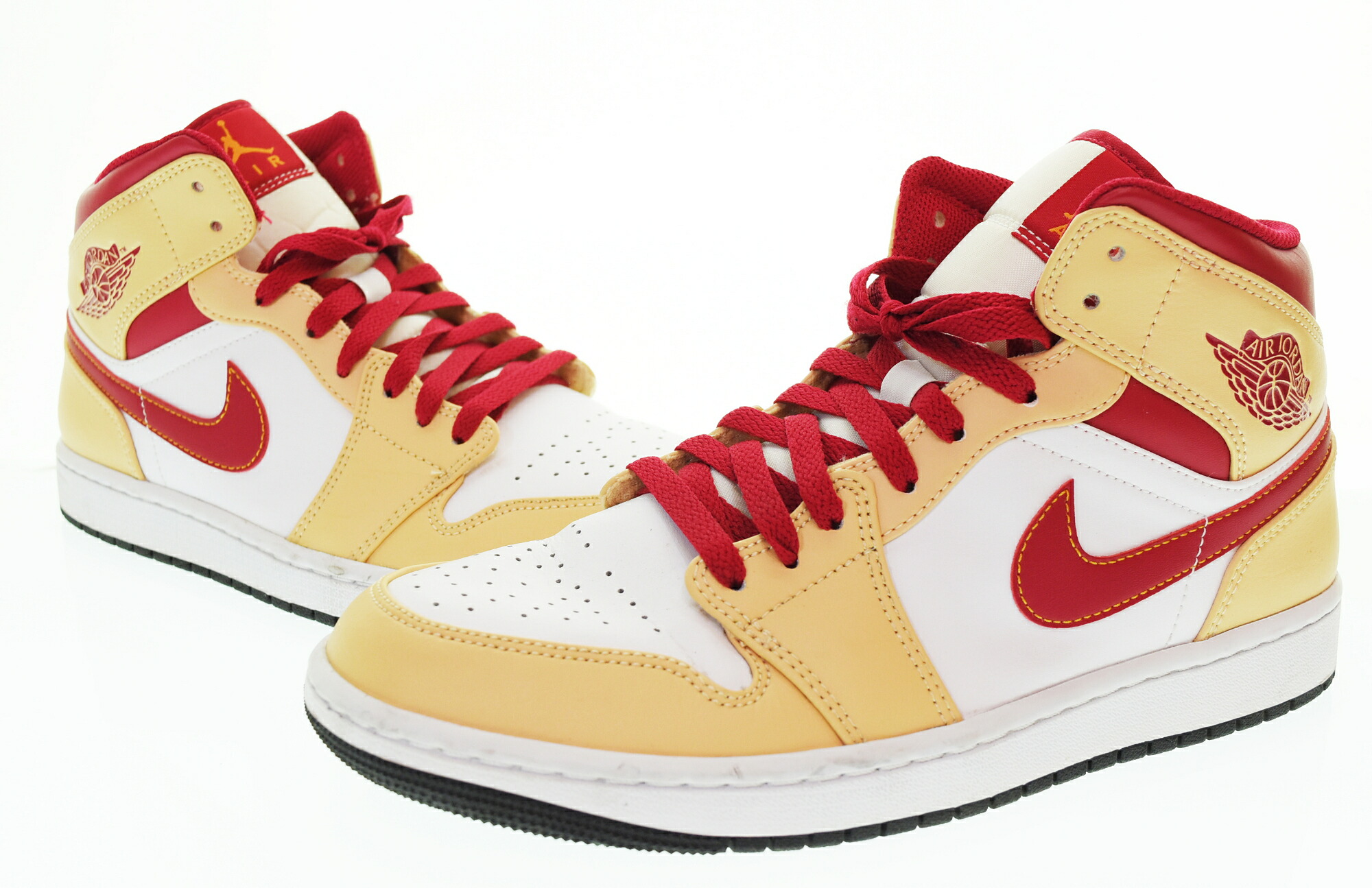 【中古】ナイキ NIKE Air Jordan 1 Mid エアジョーダン1 ミッド カーディナルレッド 554724-201 メンズ靴 スニーカー ベージュ 27.5cm 103S-1713|ドンドンサガール