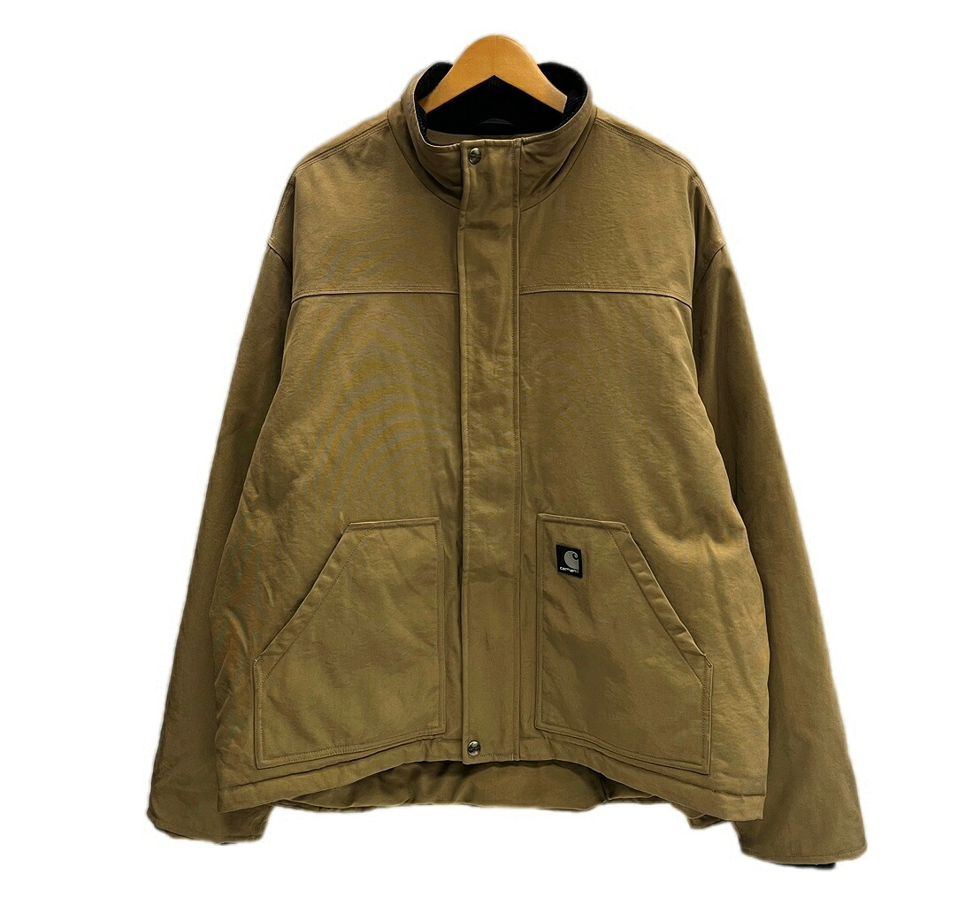 【中古】カーハート Carhartt Nylon Fleece-Lined Jacket ナイロンフリースラインズジャケット 茶 J174 DKH XL ジャケット ベージュ LLサイズ 101MT-6579｜ドンドンサガール