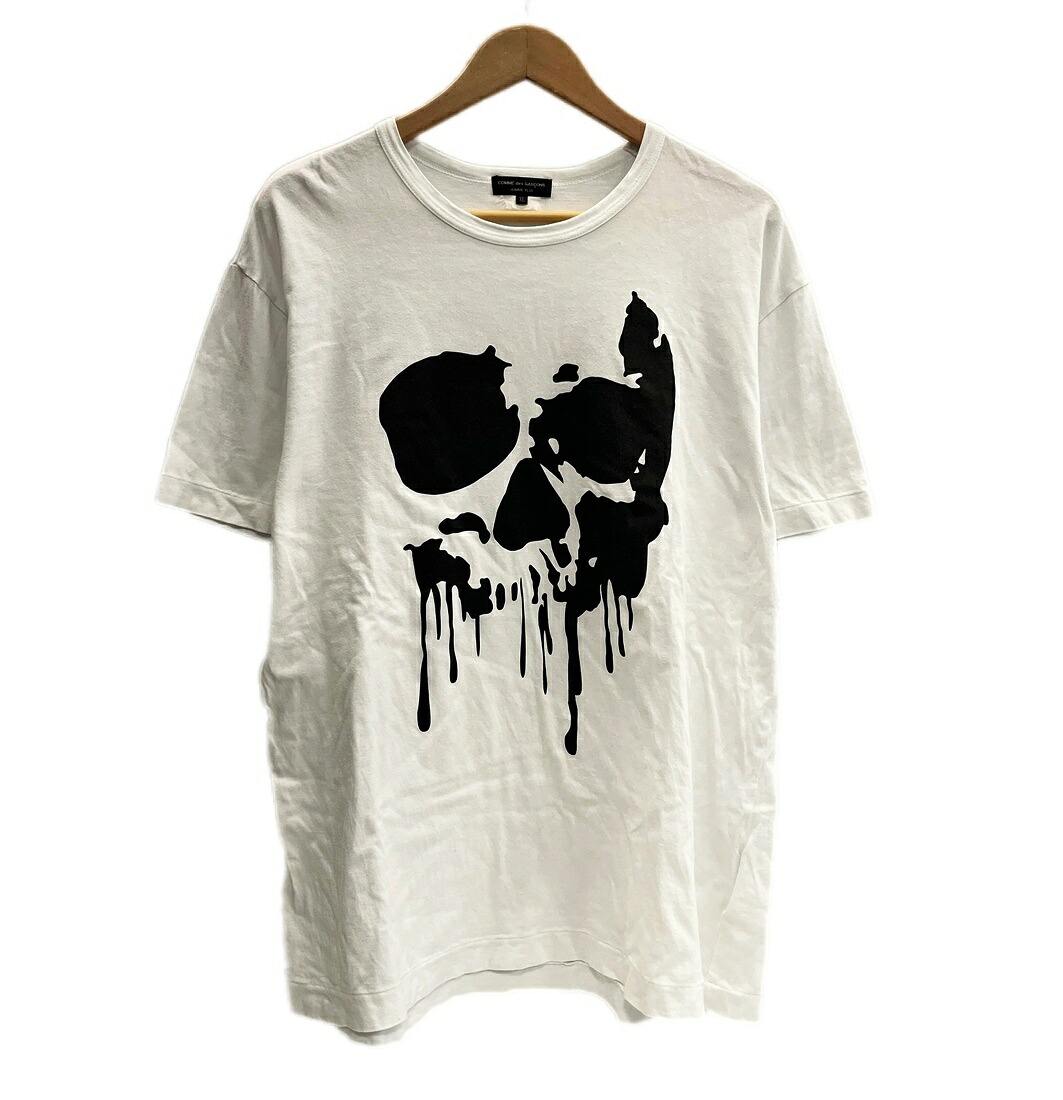 【中古】コムデギャルソン COMME des GARCONS HOMME PLUS 22ss スカルプリント カットソー AD2021 白 PI-T010 XL Tシャツ ホワイト 101MT-6571｜ドンドンサガール